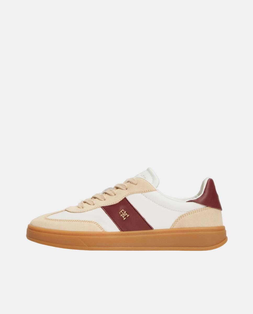 Sapatilhas de Mulher em Pele com Logótipo e Sola Caramelo Multicolor-5