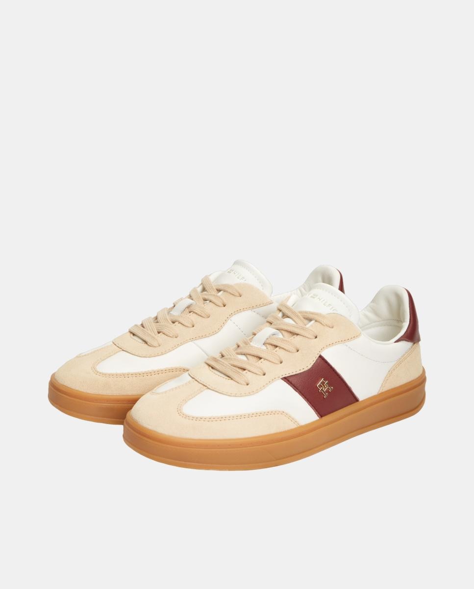 Sapatilhas de Mulher em Pele com Logótipo e Sola Caramelo Multicolor-6