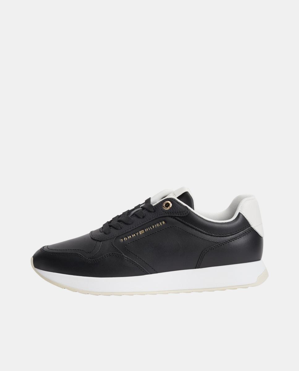 Sapatilhas Runner para Mulher em Pele com Logótipo Preto-5