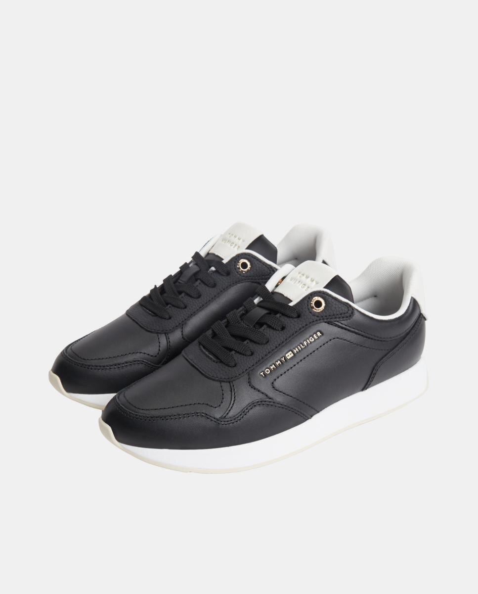 Sapatilhas Runner para Mulher em Pele com Logótipo Preto-6