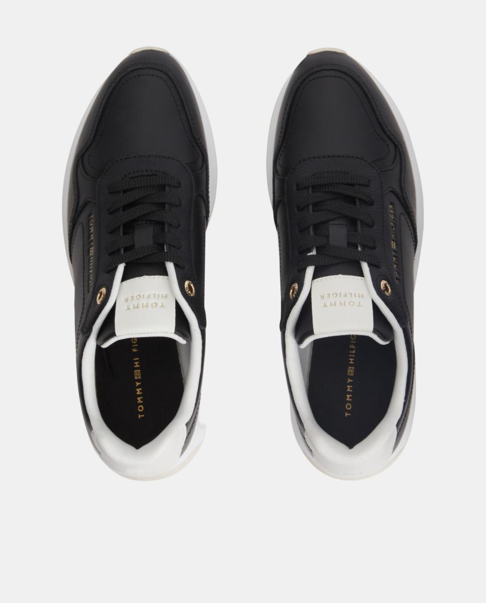 Sapatilhas Runner para Mulher em Pele com Logótipo Preto-7