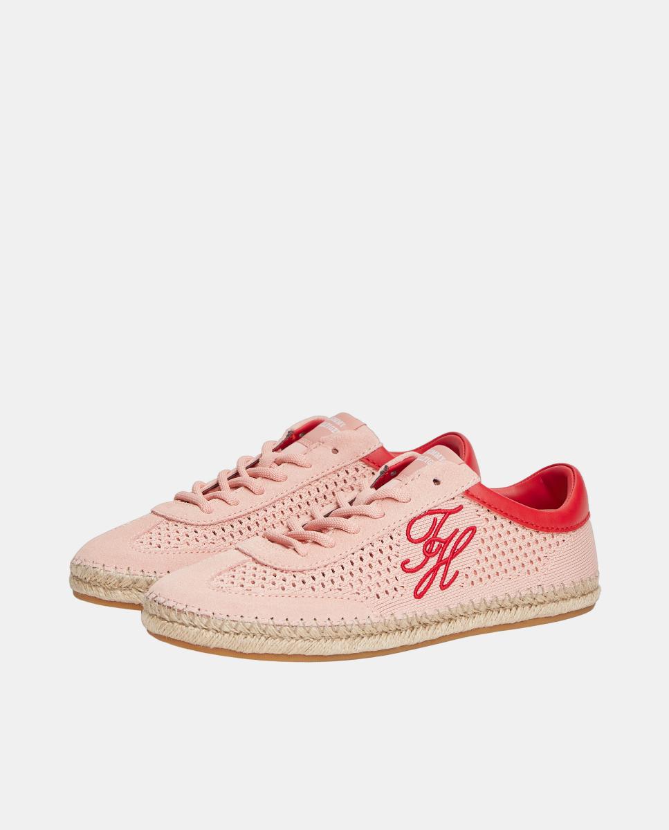 Sapatilhas de Mulher Script com Sola de Juta Rosa-6