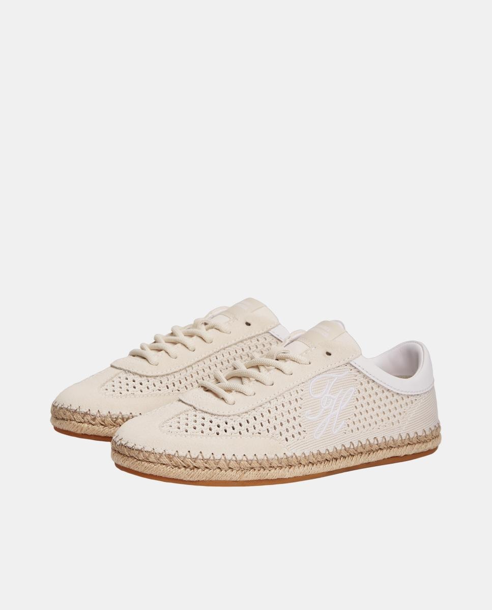 Sapatilhas de Mulher Script com Sola de Juta Branco Osso-6