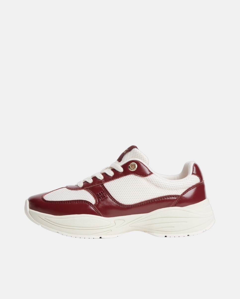 Sapatilhas em Pele de Mulher com Logótipo Vermelho-cereja-5