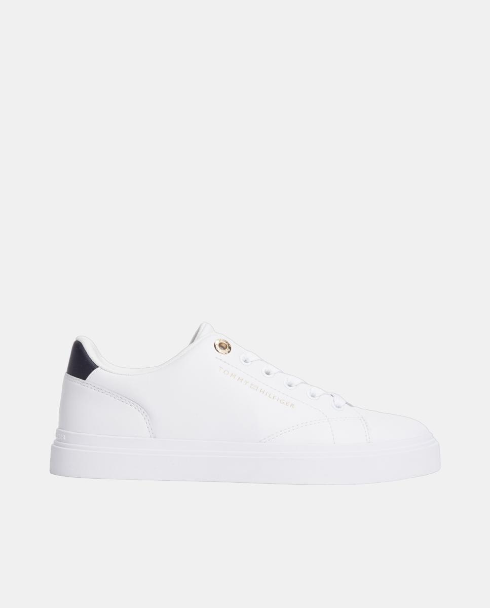 Tommy Hilfiger - Zapatilla casco de piel de mujer con logo.