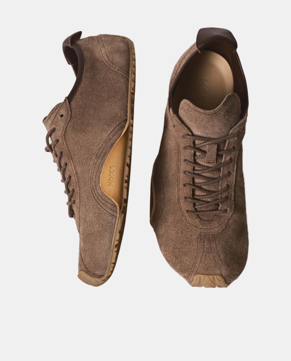 Zapatillas unisex en cuero y suela plana sin drop. - KOOPS - Marrón chocolate Marrón chocolate-2