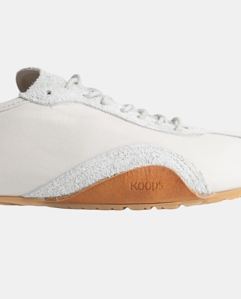 Sapatilhas unisex em pele e sola rasa sem drop Branco-4
