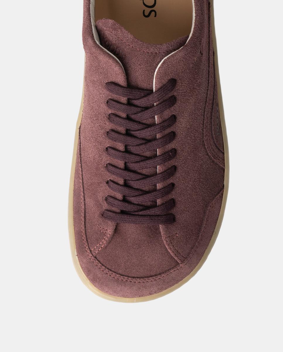 Sapatilhas unisex em pele e sola rasa sem drop. Vermelho/Grená-4