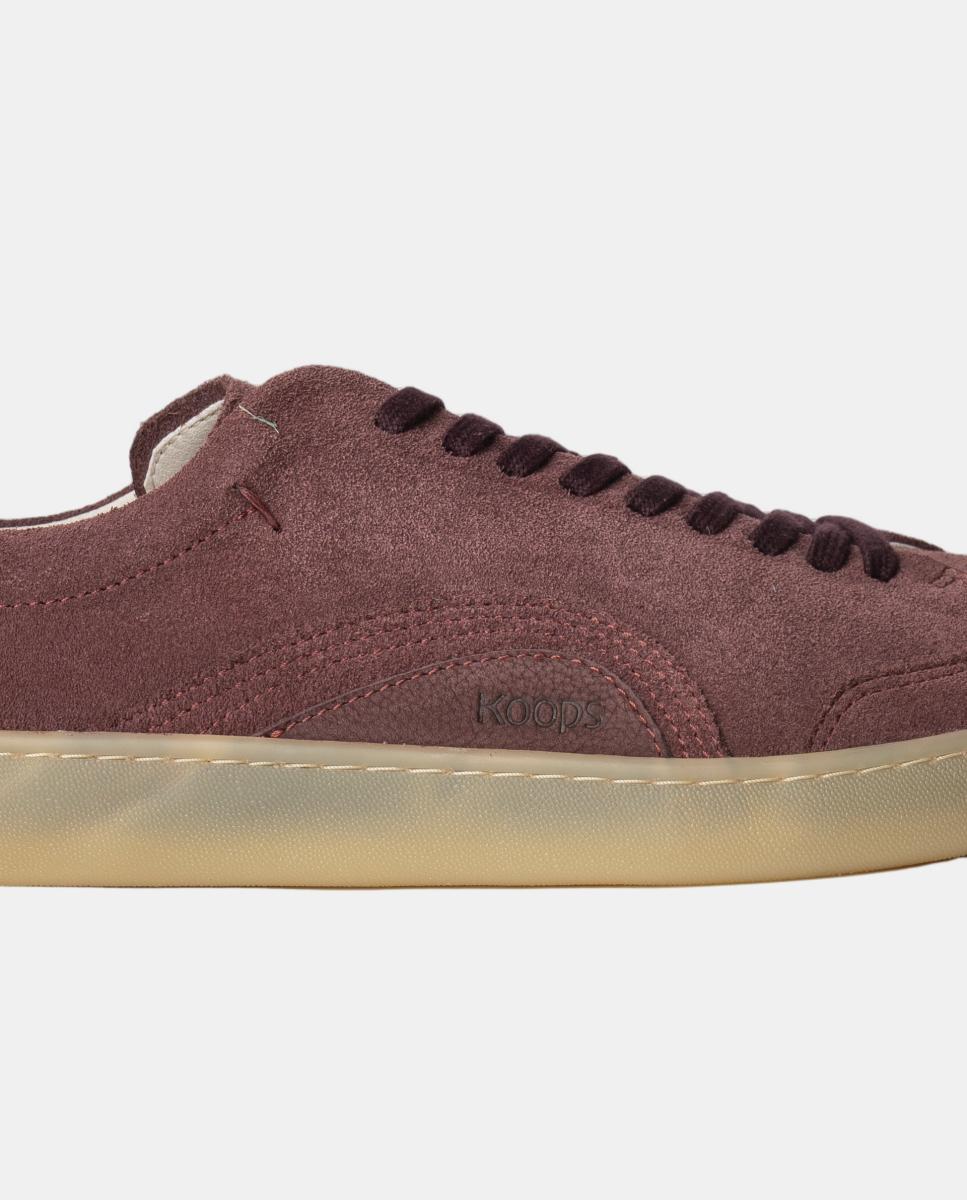 Sapatilhas unisex em pele e sola rasa sem drop. Vermelho/Grená-5