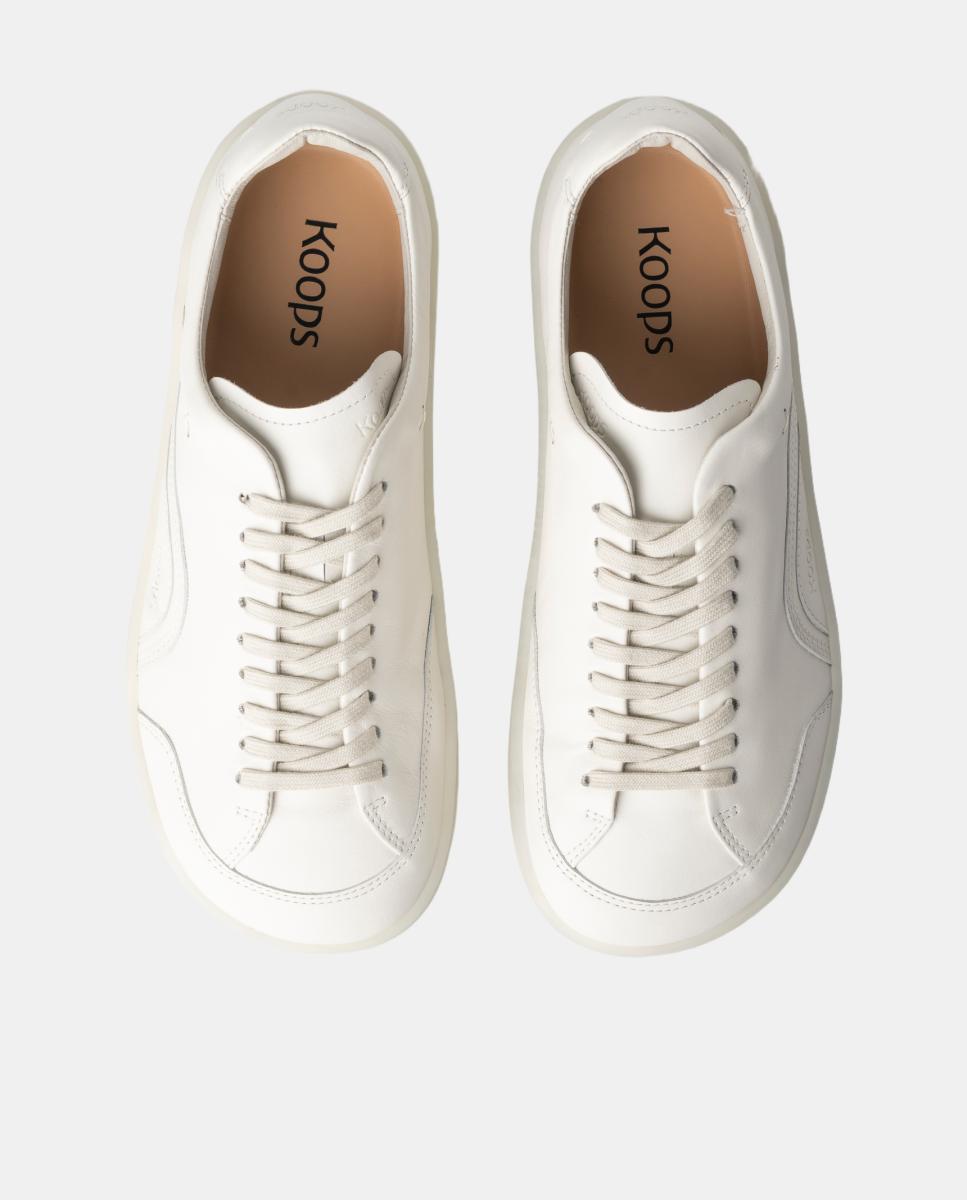 Sapatilhas unisex em pele e sola rasa sem drop Branco-2