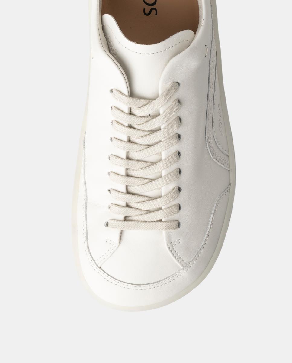 Sapatilhas unisex em pele e sola rasa sem drop Branco-4