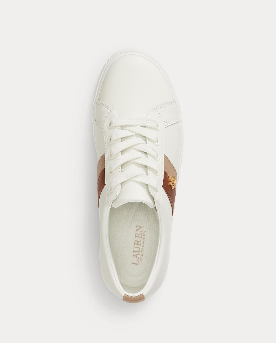 Sapatilhas Janson II em Pele com Riscas Laterais Branco-4