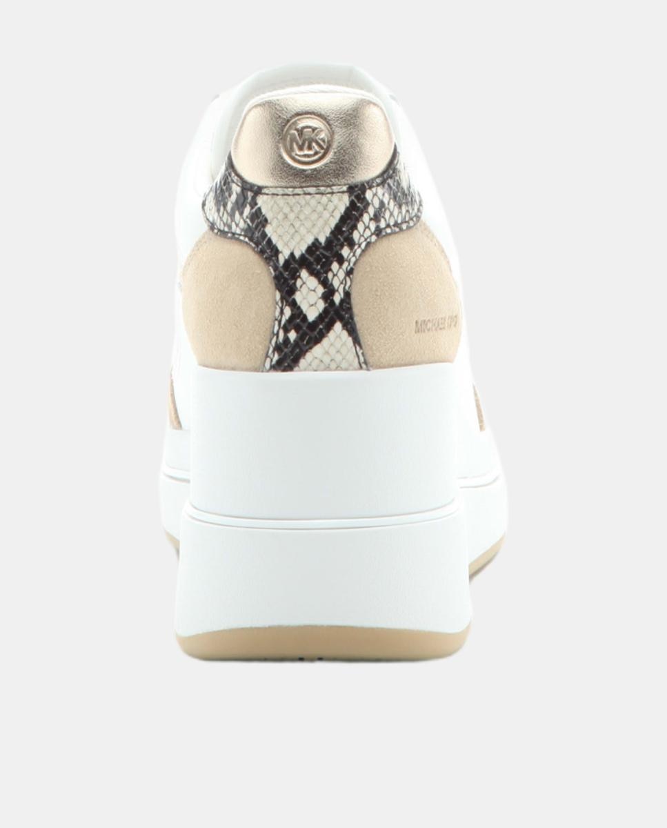 Sapatilhas de Cunha Emmy em Pele e Mistura de Estampados com Animal Print de Serpente Branco-marfim-4