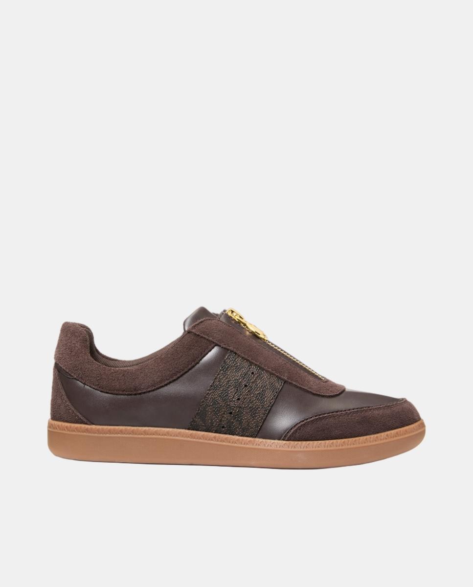 Imagem 0 de Sapatilhas Jovie Zip Slip On com Estampado de Logótipo Chocolate e Fecho de Correr MK