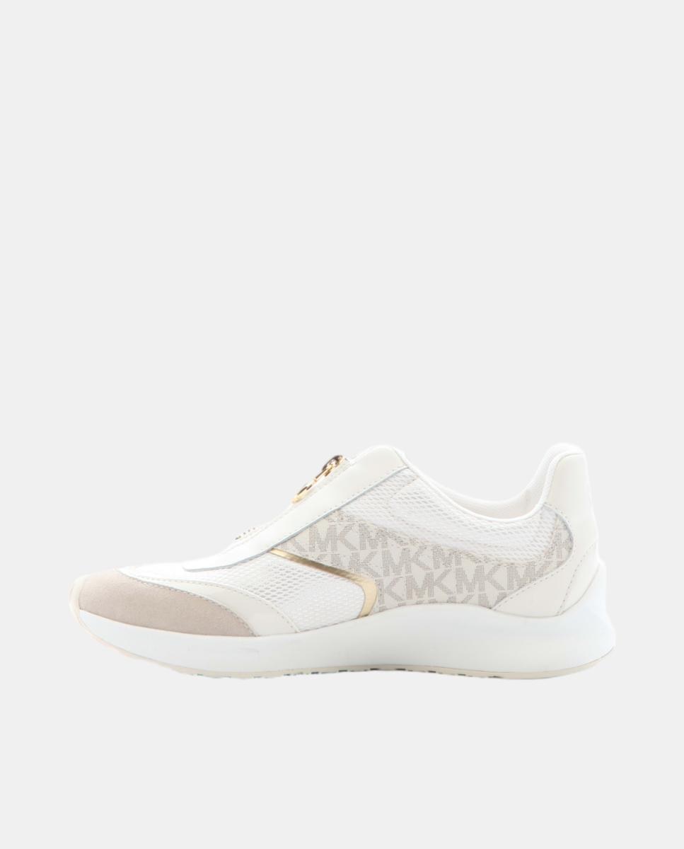 Zapatillas Thea Zip Slip on de mujer en combinación de tonos crema con estampado de logotipo vainilla y cierre cremallera - Michael Michael Kors - Crema Crema-3