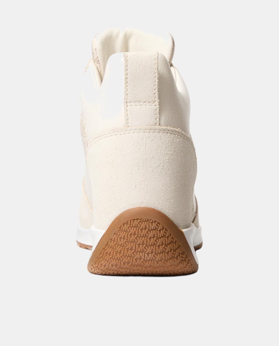 Zapatillas Nikko de mujer de piel con estampado logotipo vainilla y suela cuña - Michael Michael Kors - Crema Crema-3