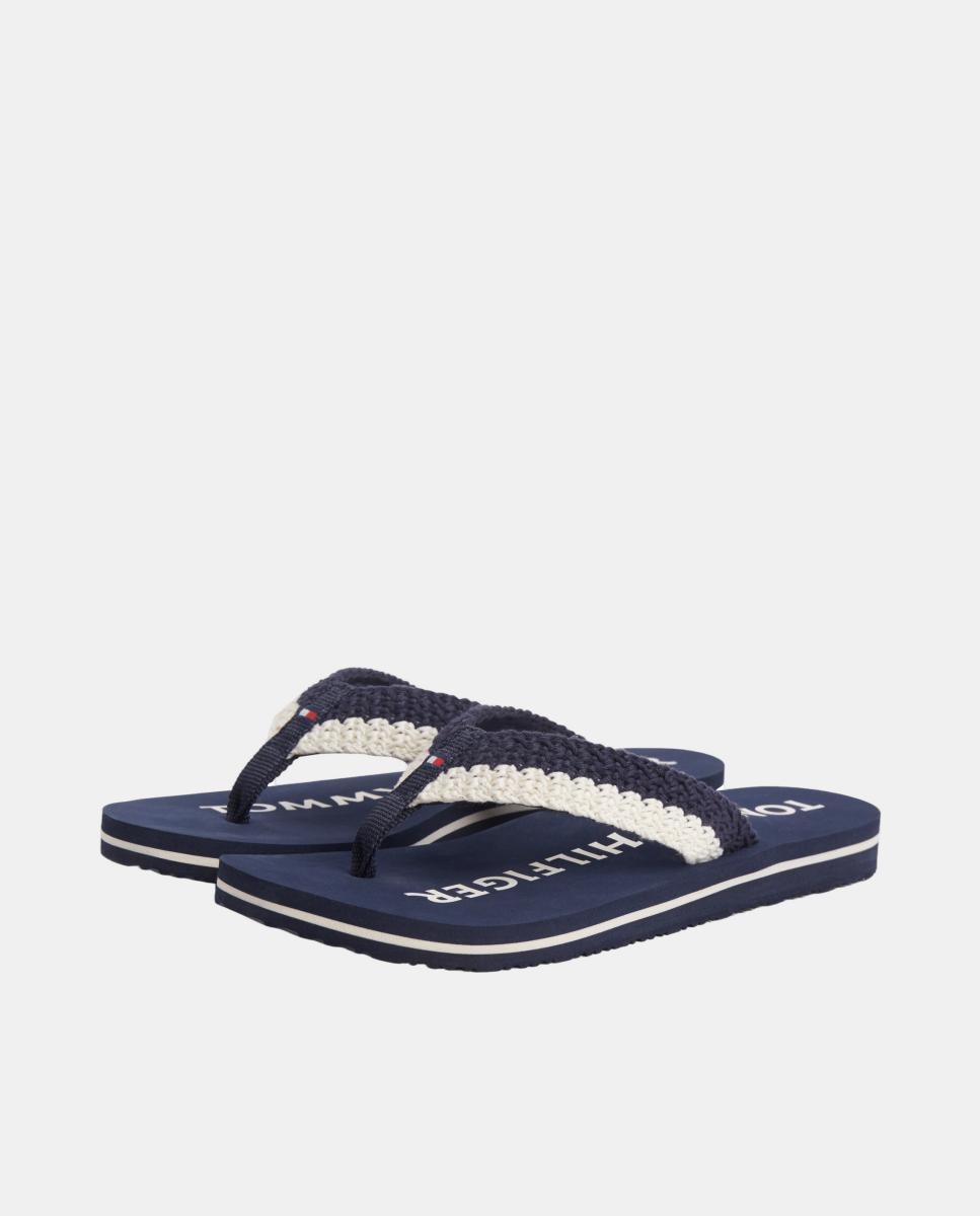 Chinelo de Crochet para Mulher com Logótipo Azul-marinho-6