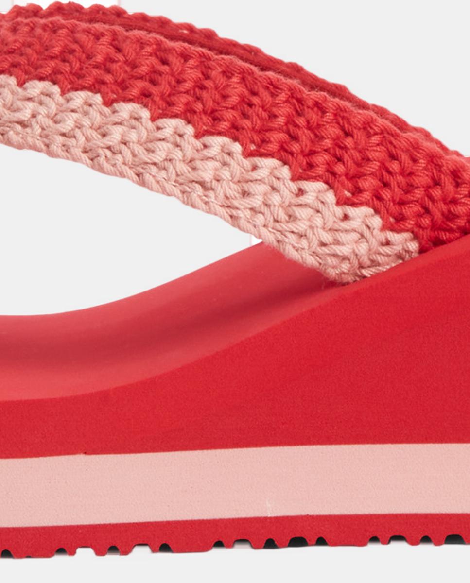 Sandália de Cunha para Mulher Estilo Crochet com Logótipo Rosa-5