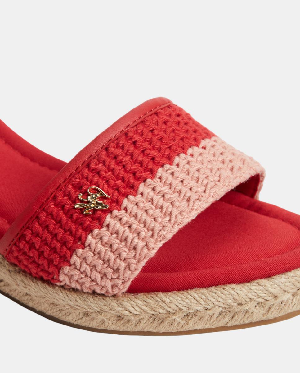 Sandálias de Cunha de Mulher Estilo Crochet com Logótipo Rosa-4