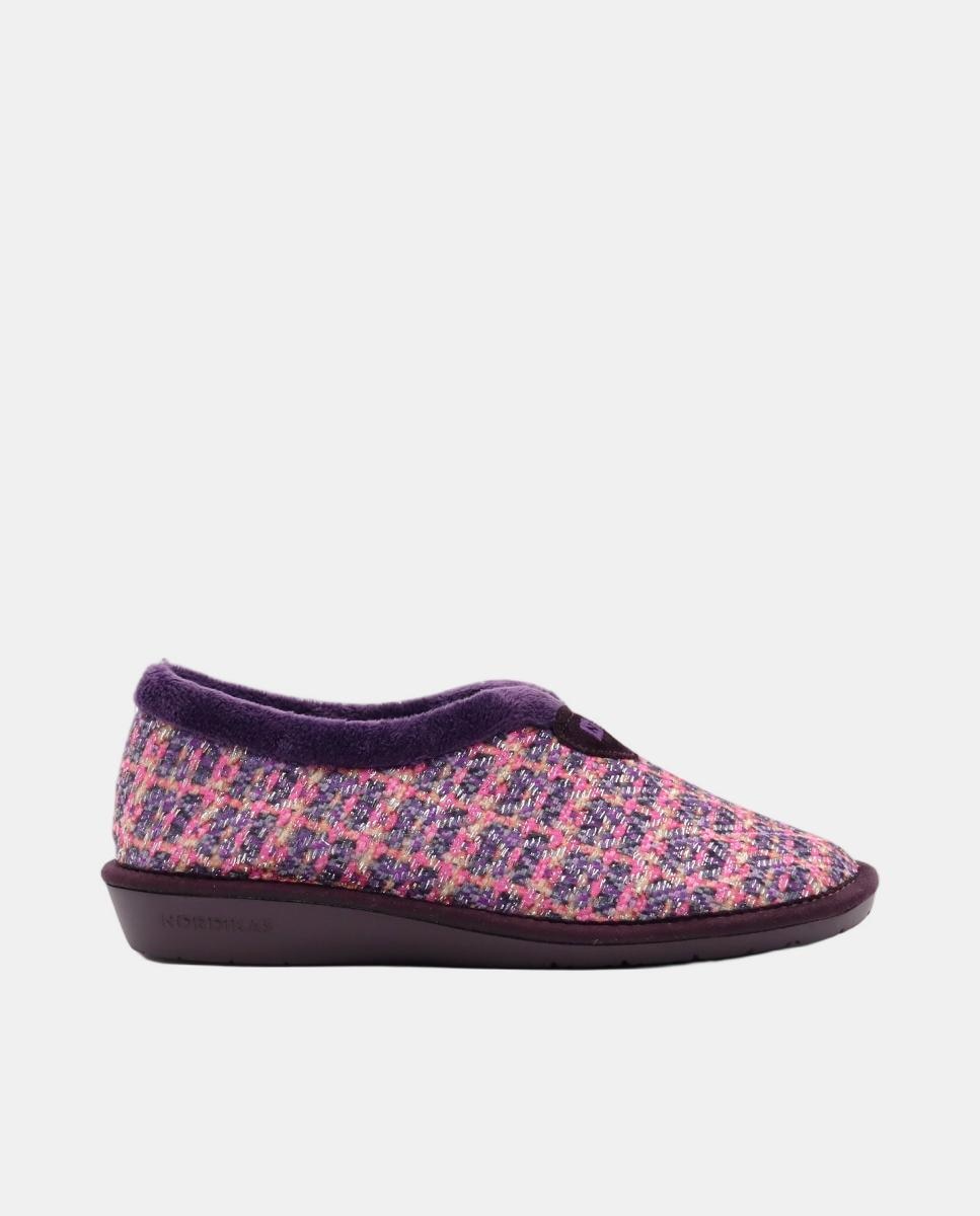 Pantufas em Tecido com Brilho - Púrpura Roxo-1
