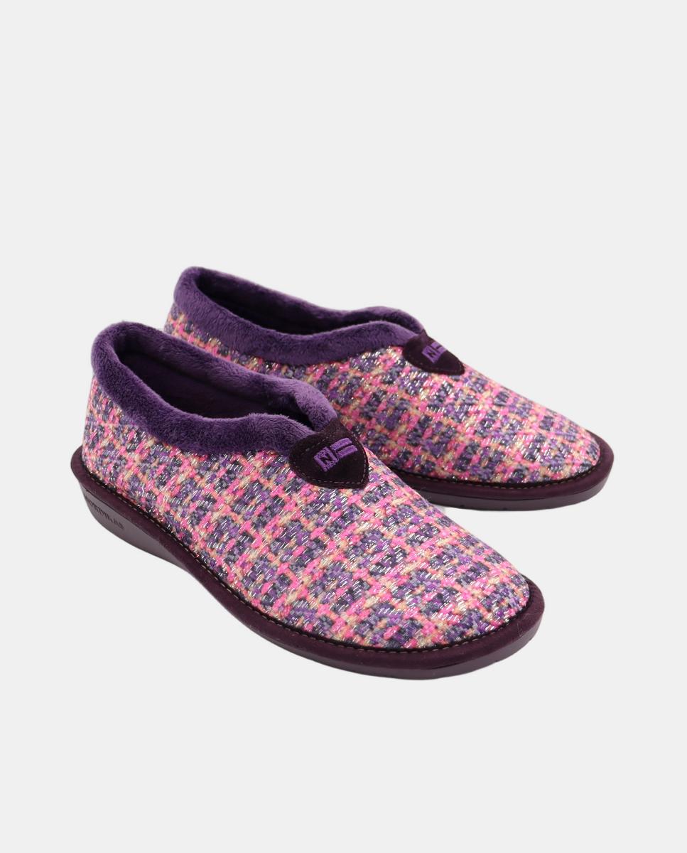 Pantufas em Tecido com Brilho - Púrpura Roxo-2