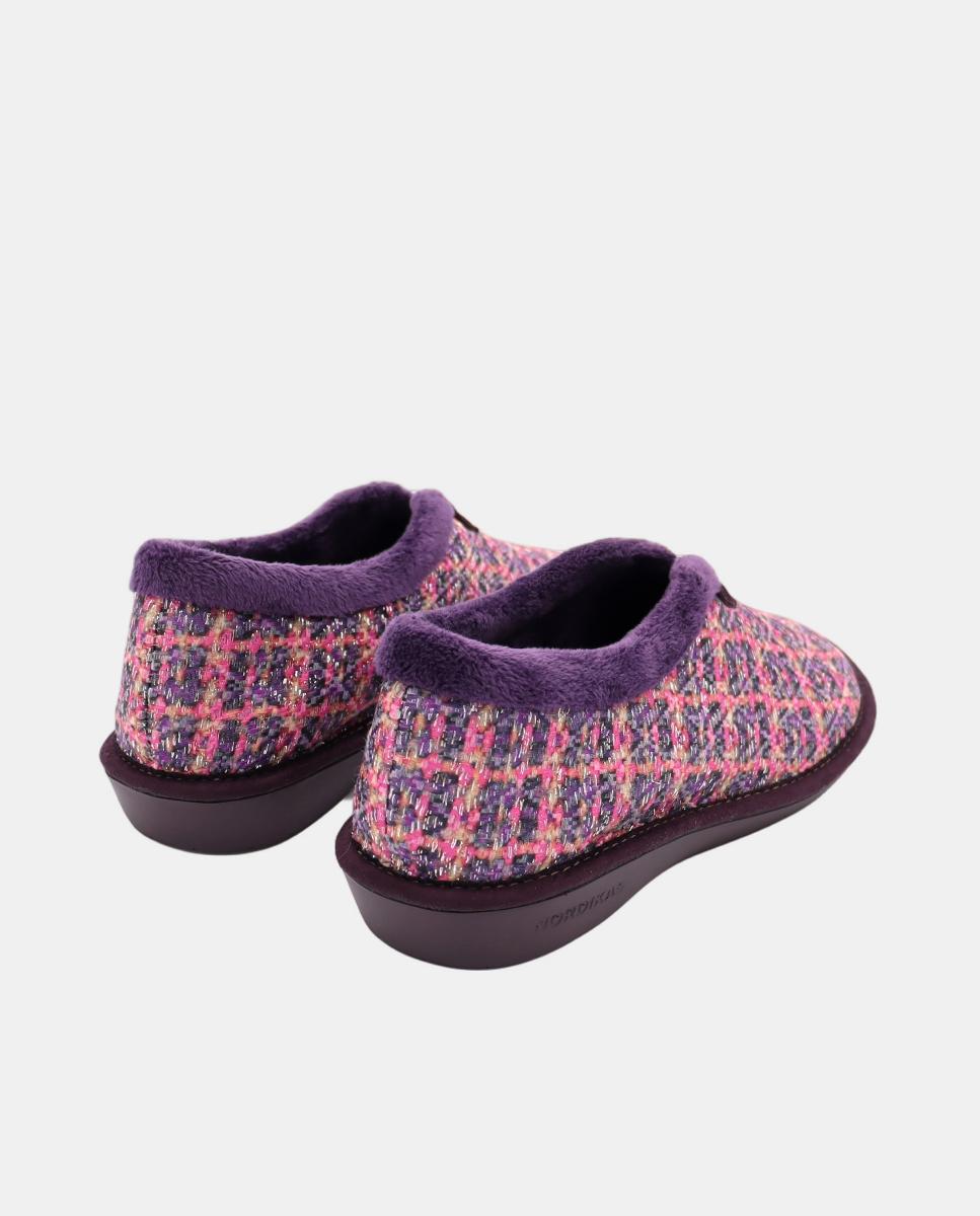 Pantufas em Tecido com Brilho - Púrpura Roxo-3