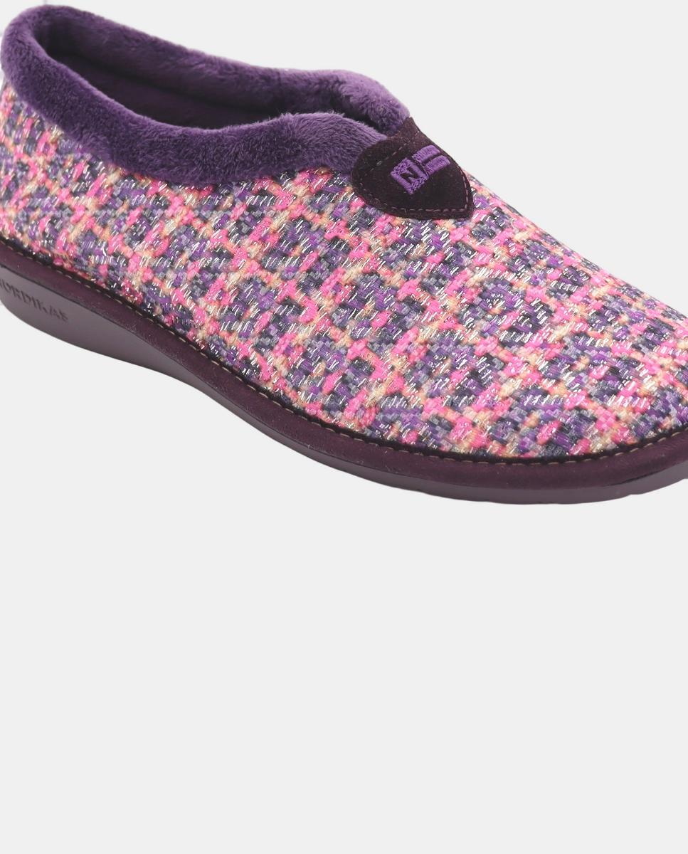 Pantufas em Tecido com Brilho - Púrpura Roxo-5