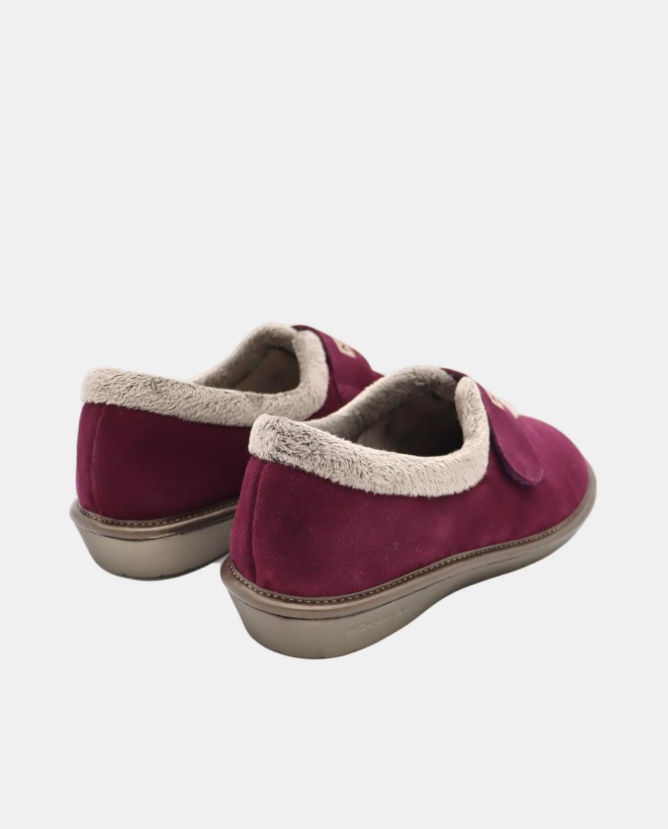 Zapatillas de casa cerradas de mujer piel serraje color MORADO - Nordikas - Berenjena Berenjena-3