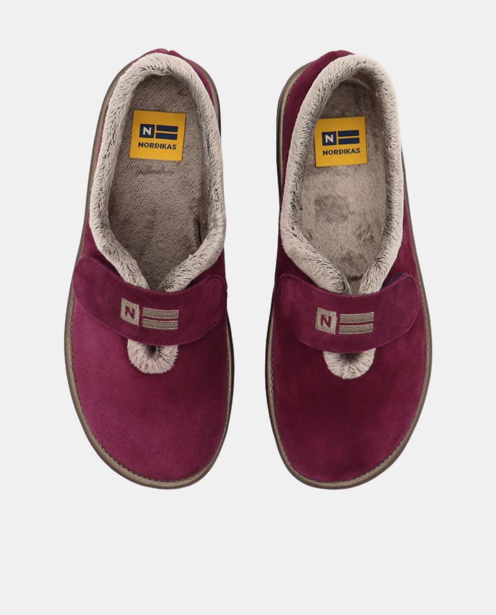 Zapatillas de casa cerradas de mujer piel serraje color MORADO - Nordikas - Berenjena Berenjena-4