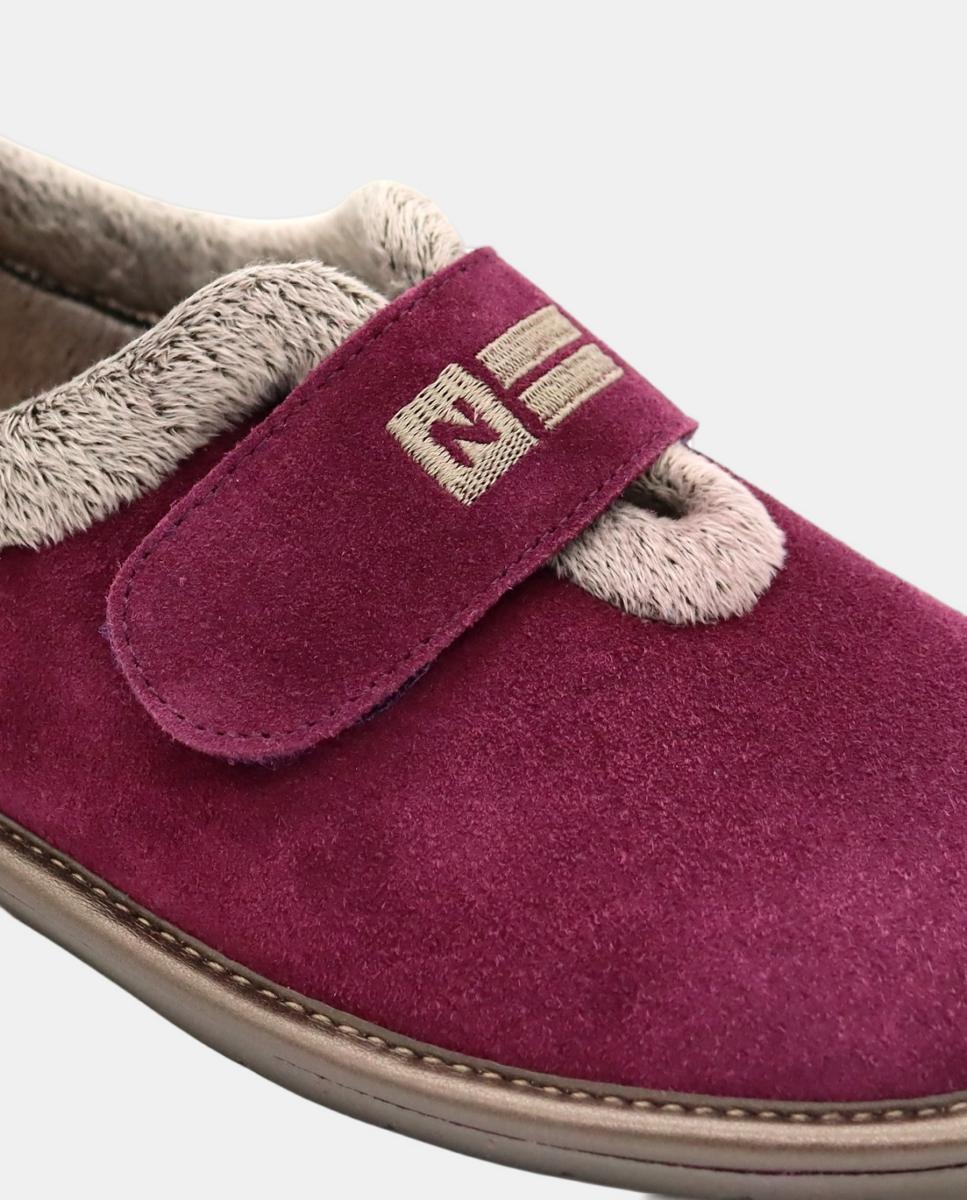 Zapatillas de casa cerradas de mujer piel serraje color MORADO - Nordikas - Berenjena Berenjena-5