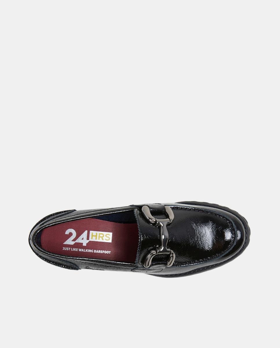 Mocassins em Verniz com Salto - Preto Preto-3