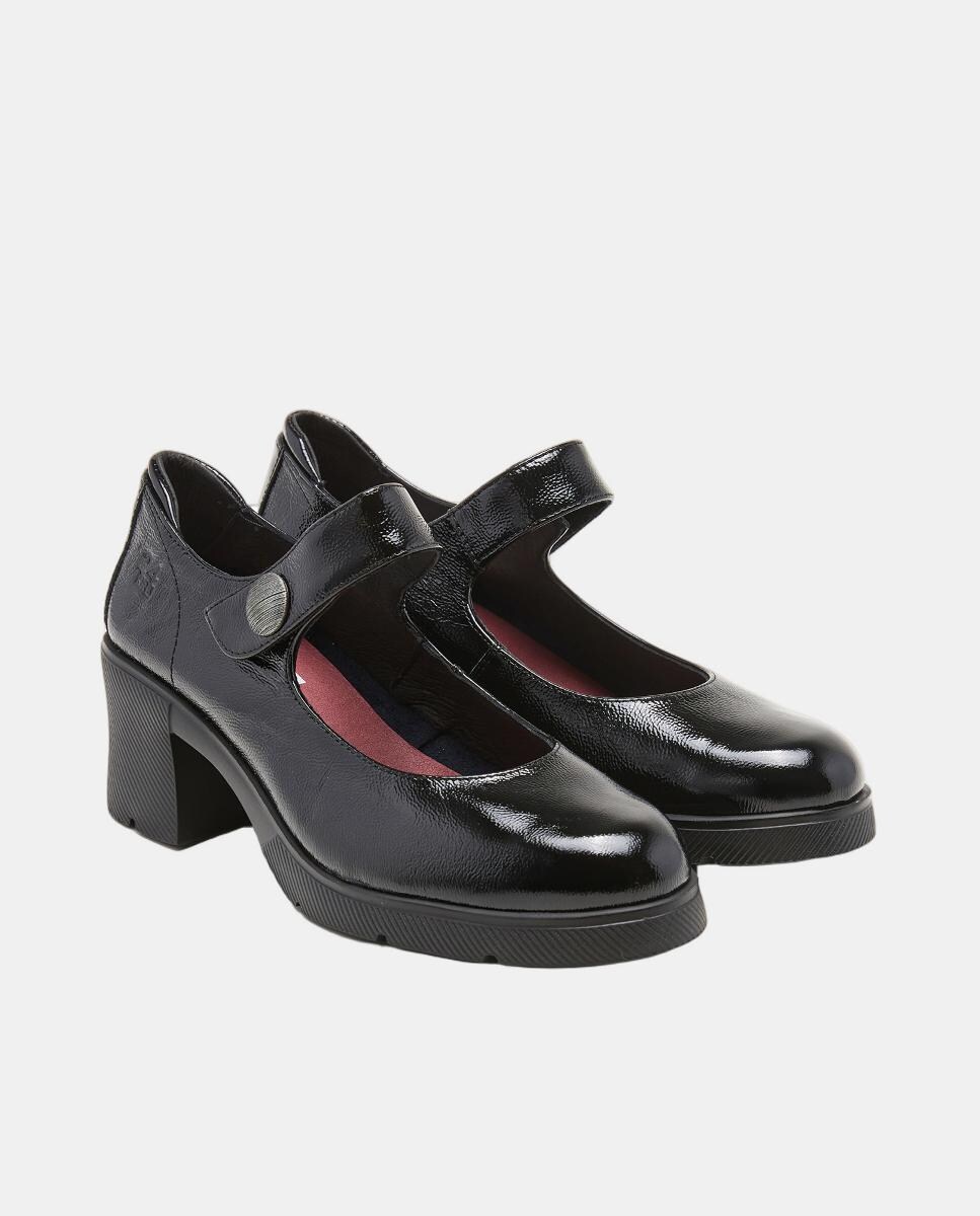 Sapatos de Presilha em Verniz com Salto - Bordeaux Preto-2