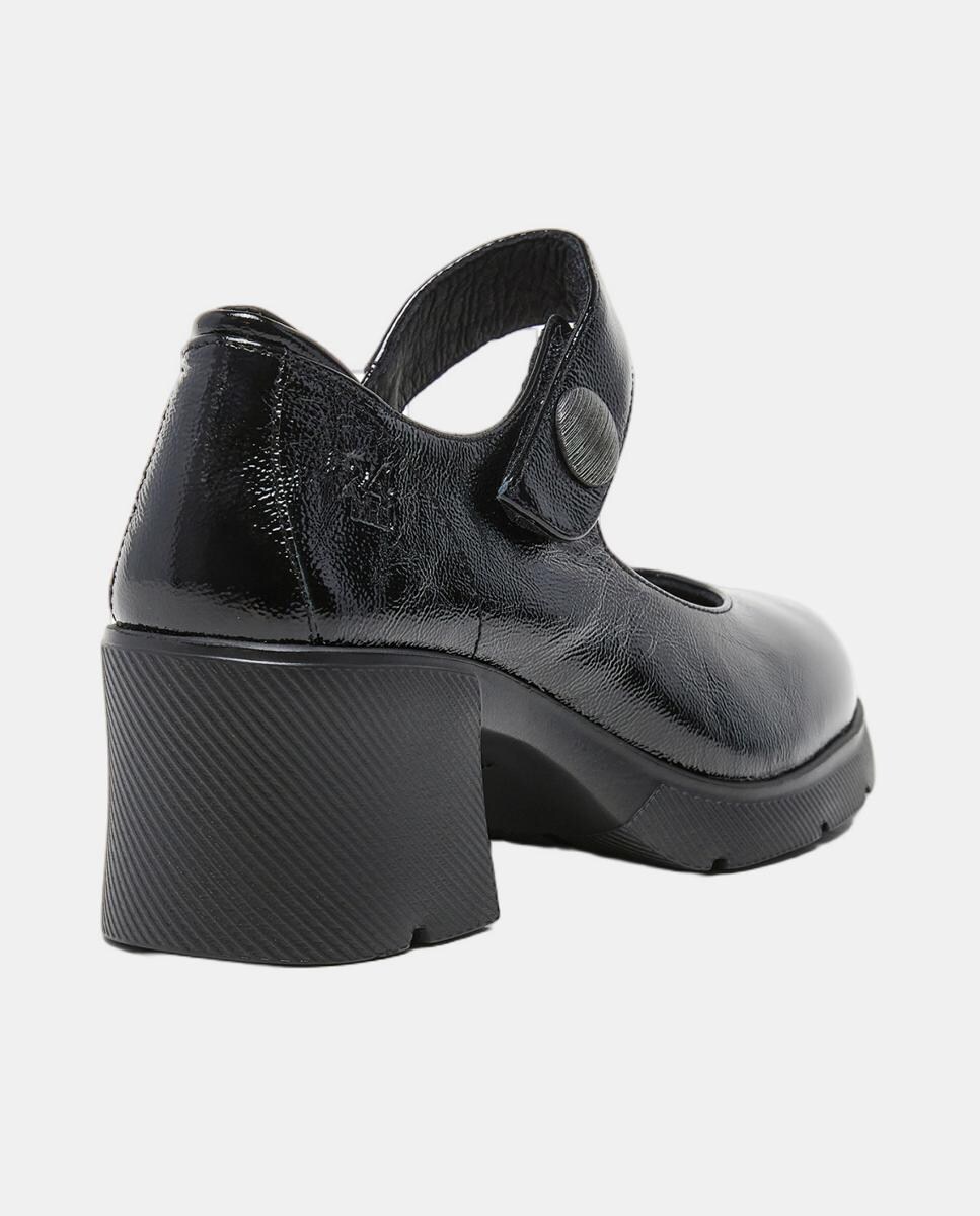 Sapatos de Presilha em Verniz com Salto - Bordeaux Preto-3