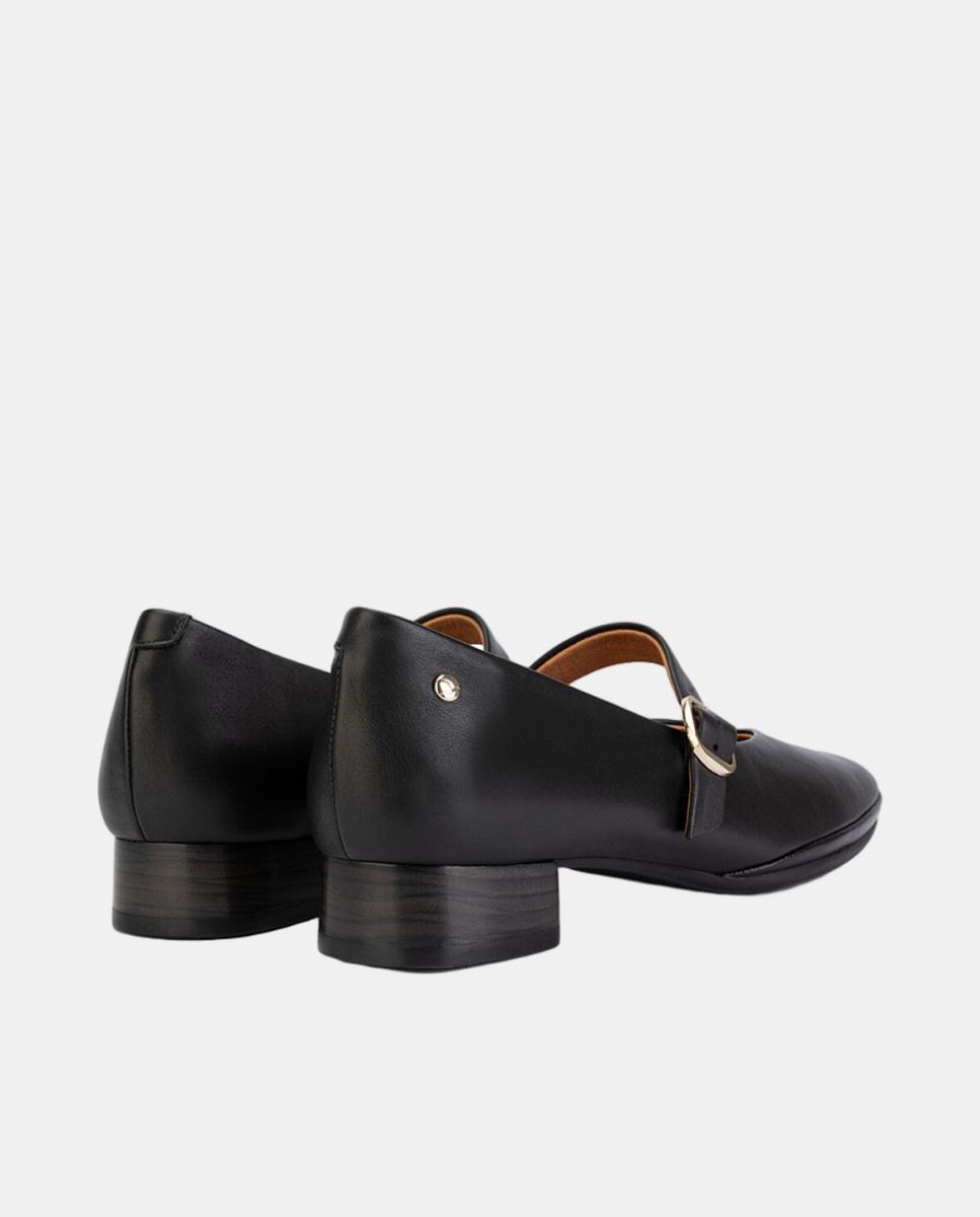 Sapatos de Salto para Mulher em Pele com Forma Larga Preto-3
