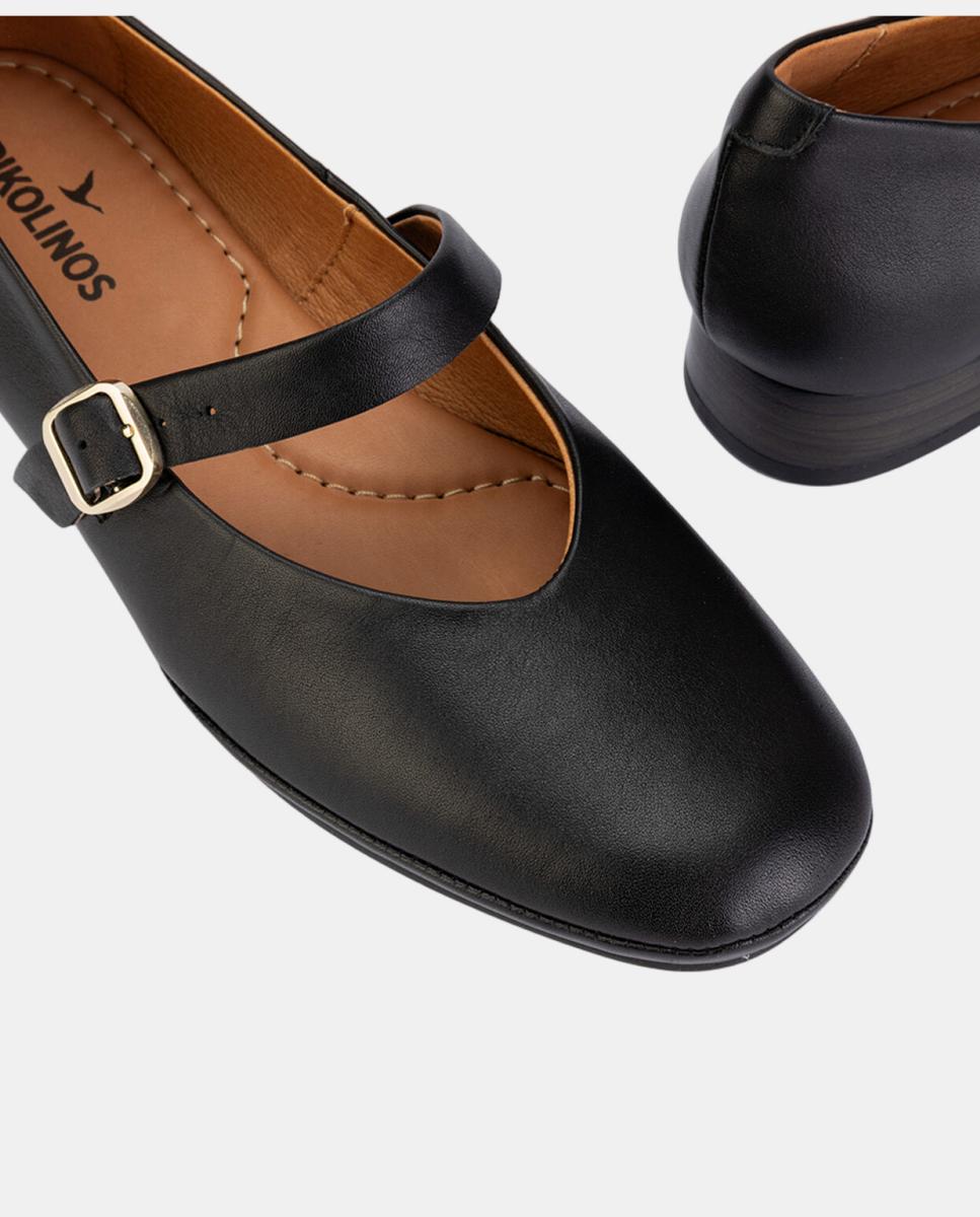 Sapatos de Salto para Mulher em Pele com Forma Larga Preto-4