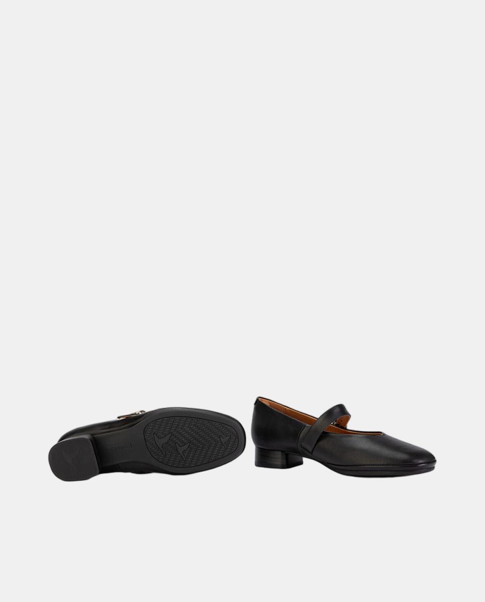 Sapatos de Salto para Mulher em Pele com Forma Larga Preto-5