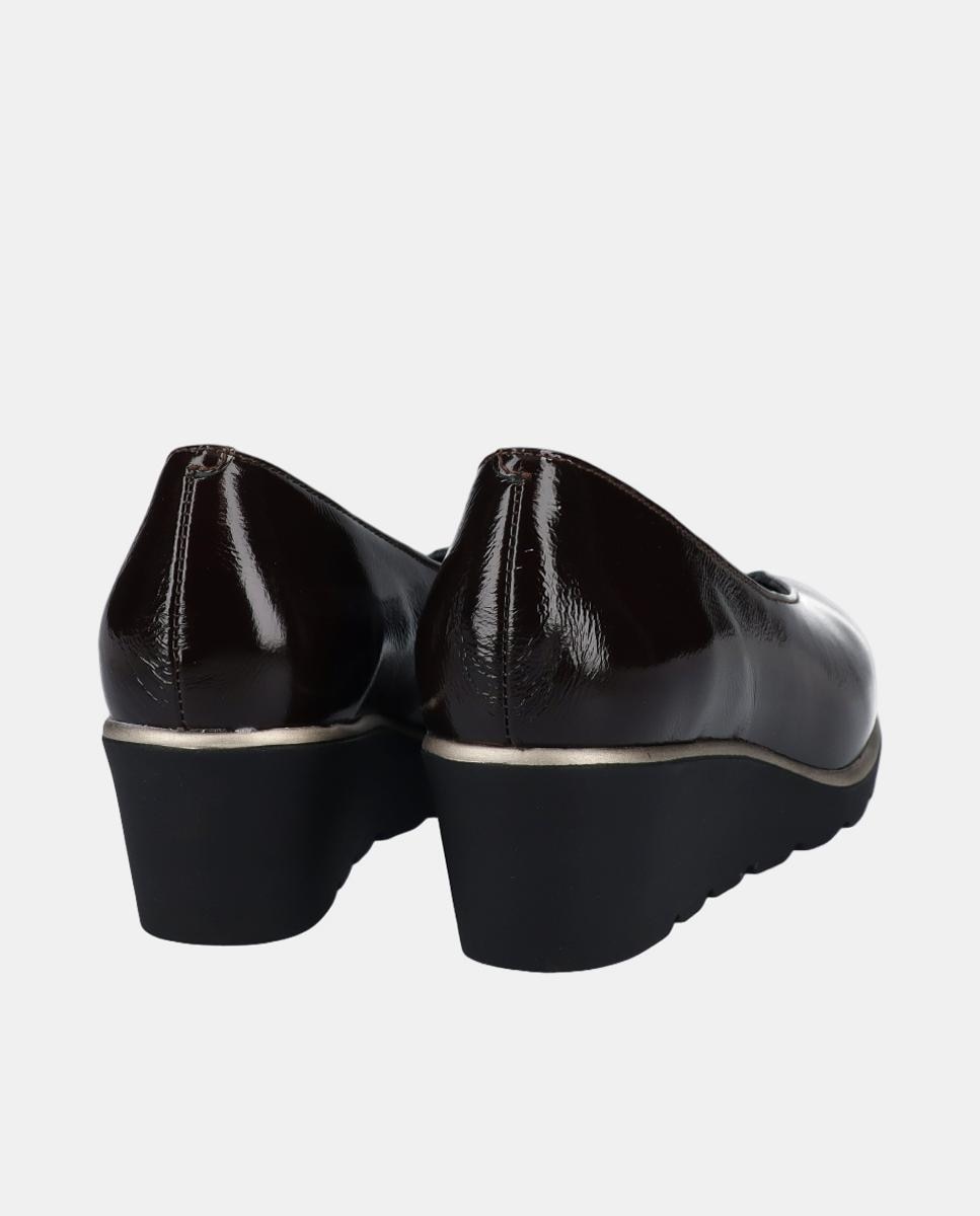 Sapatos de salto de cunha de pele charol Castanho-chocolate-3