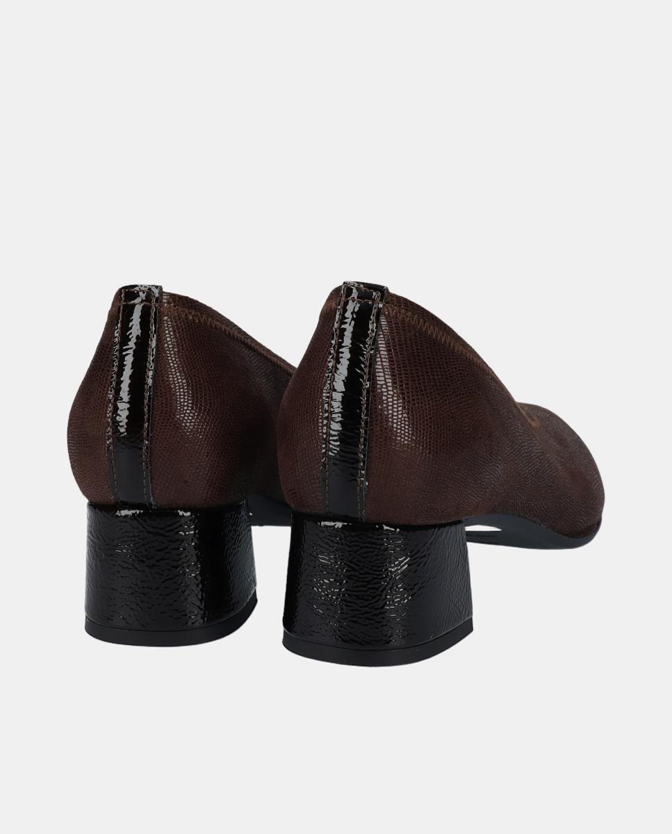 Sapatos de salto de licra com salto medio Castanho-chocolate-3