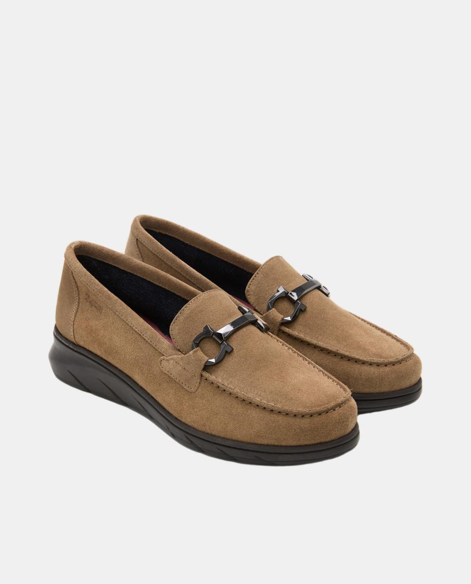 Mocassins em Croute com Detalhe Metálico Castanho-escuro-2