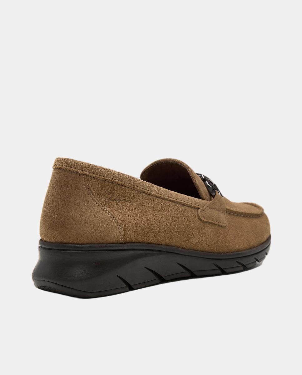 Mocassins em Croute com Detalhe Metálico Castanho-escuro-3