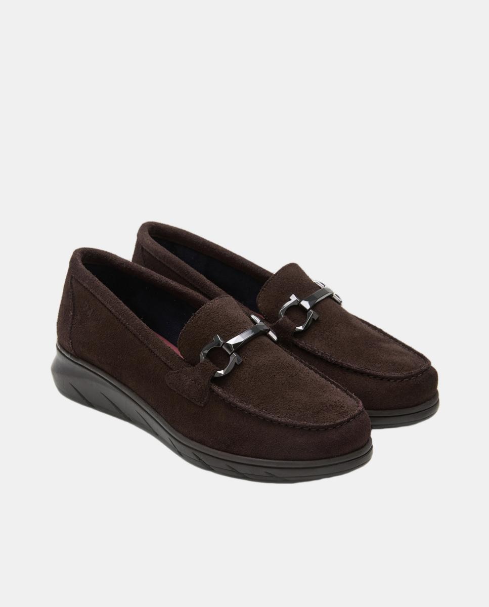 Mocassins em Croute com Detalhe Metálico Castanho-escuro-2
