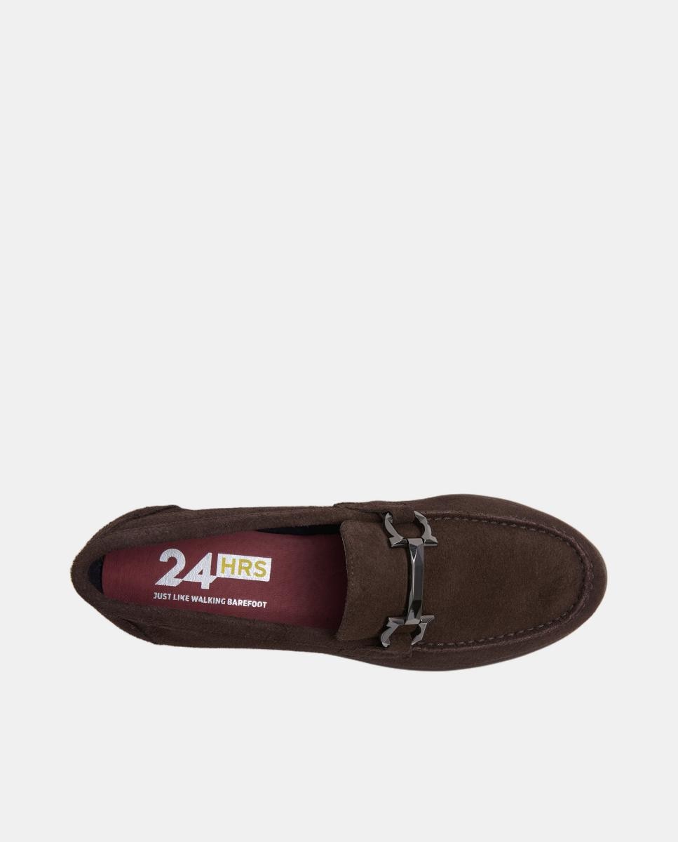 Mocassins em Croute com Detalhe Metálico Castanho-escuro-3
