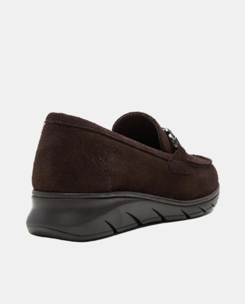 Mocassins em Croute com Detalhe Metálico Castanho-escuro-4