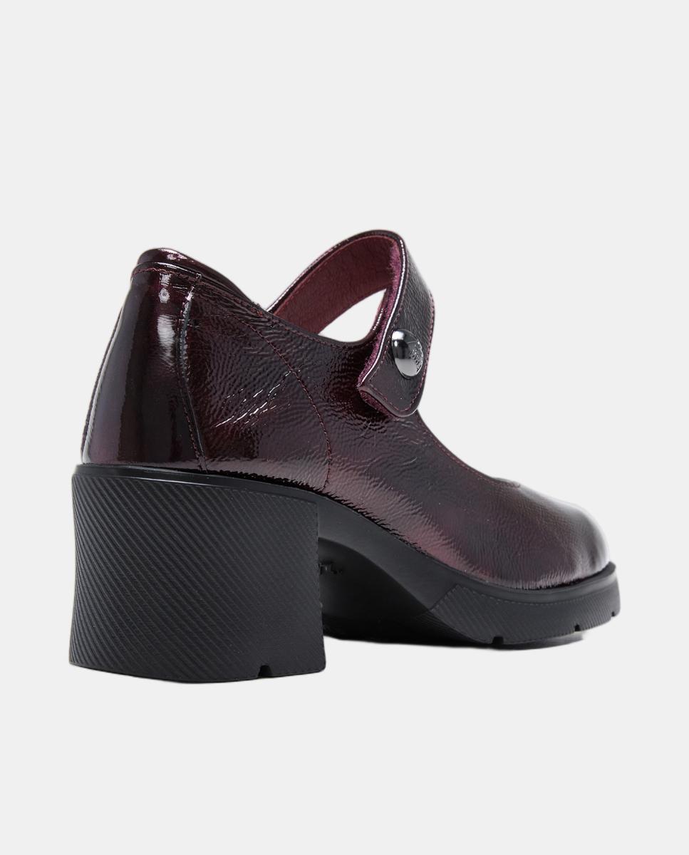 Sapatos de Presilha em Verniz com Salto de Bloco Vermelho/Grená-3
