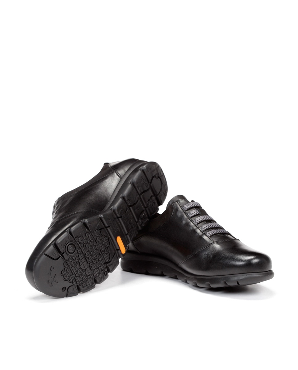 Sapatilhas em pele pretas Preto-4