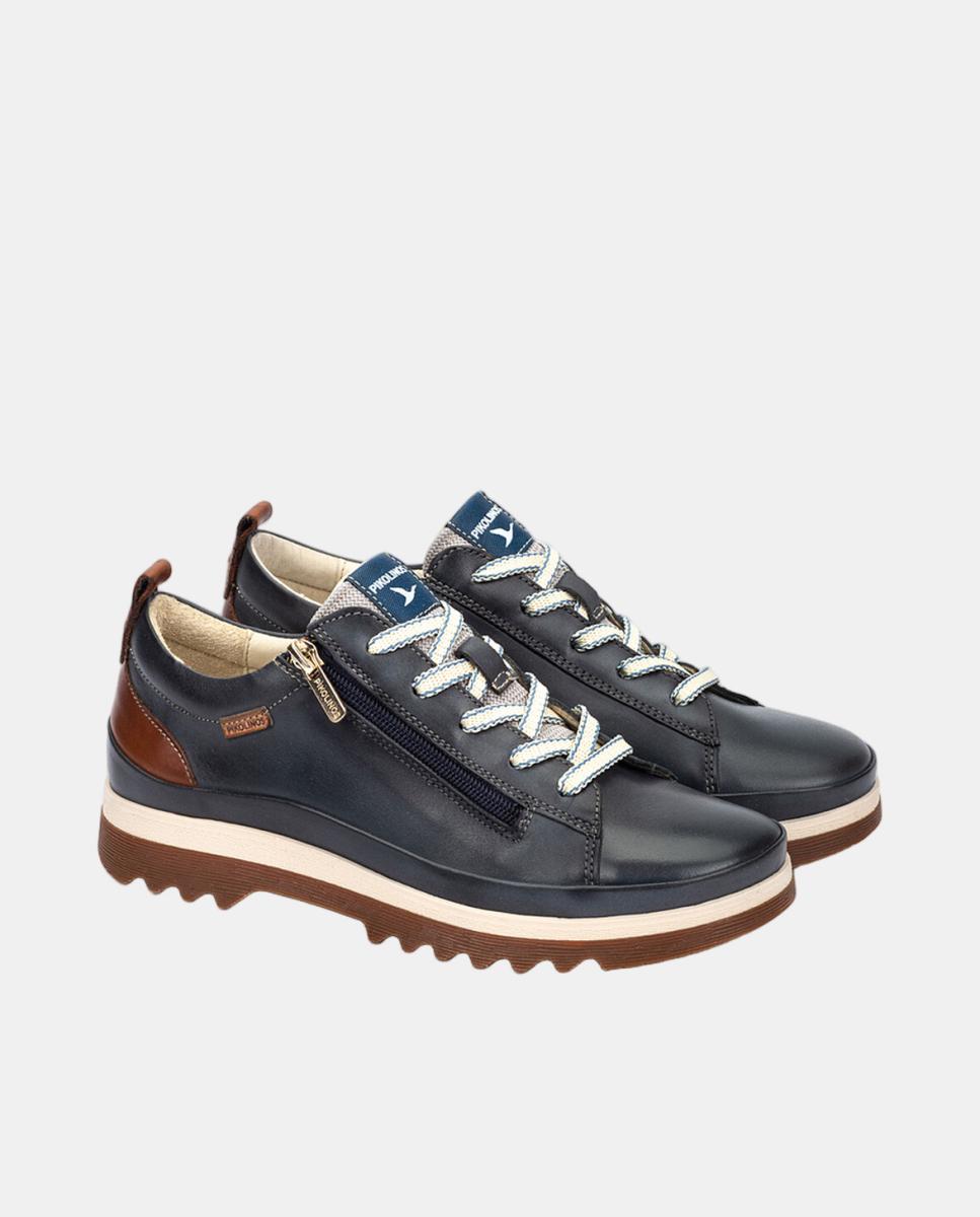 Imagen 2 de Zapatillas de mujer de piel con plantilla Memory Foam extraíble - Azul marino Azul marino