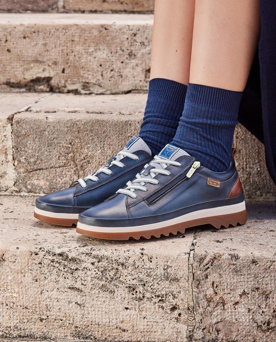 Imagen 8 de Zapatillas de mujer de piel con plantilla Memory Foam extraíble - Azul marino Azul marino