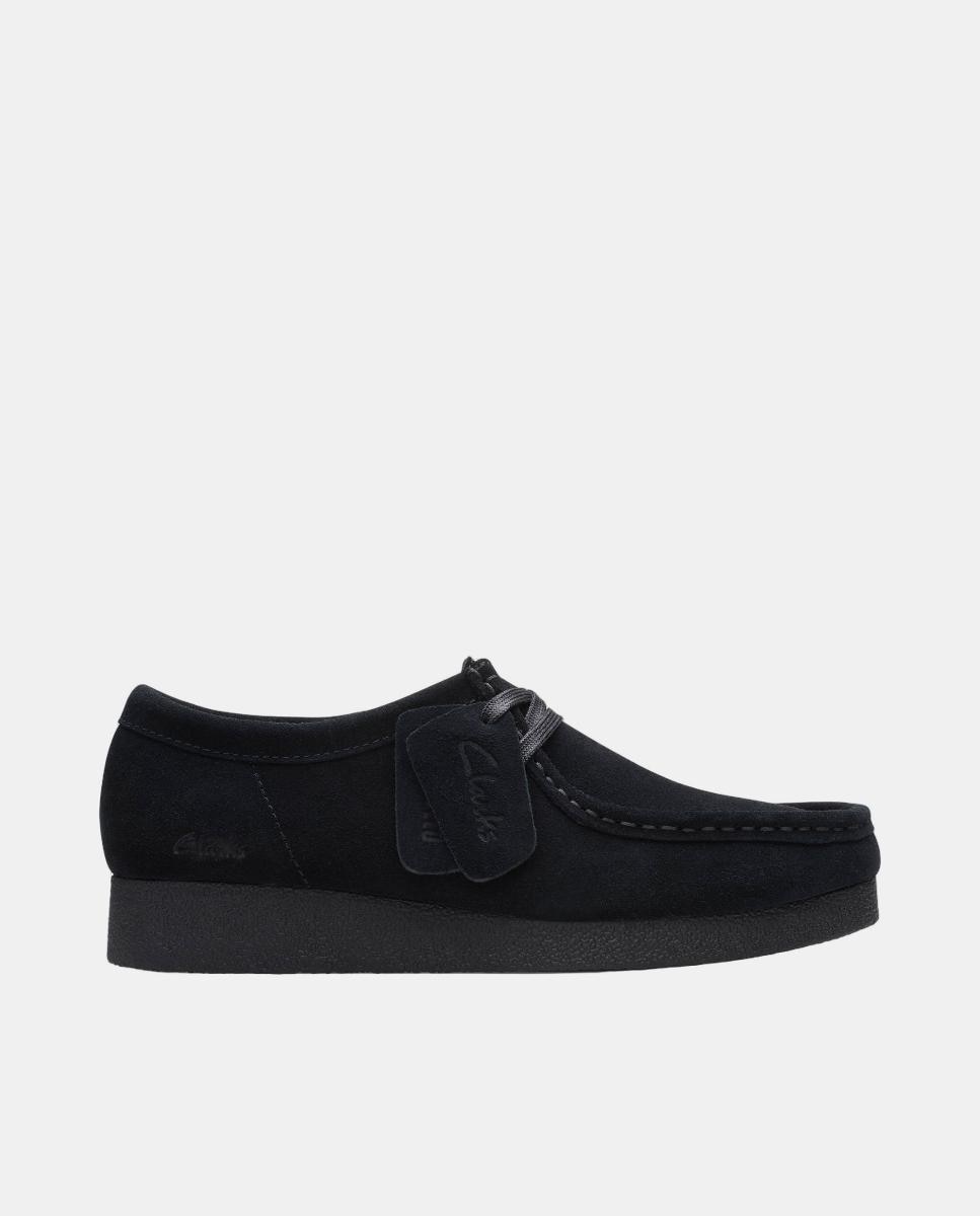 Sapatos Wallabee EVOSh em Camurça com Sola de Borracha Pretos-1