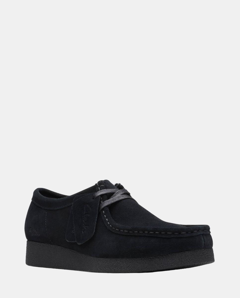 Sapatos Wallabee EVOSh em Camurça com Sola de Borracha Pretos-2