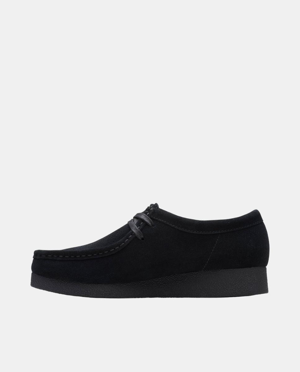 Sapatos Wallabee EVOSh em Camurça com Sola de Borracha Pretos-3